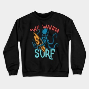 Surfing Octopus Crewneck Sweatshirt